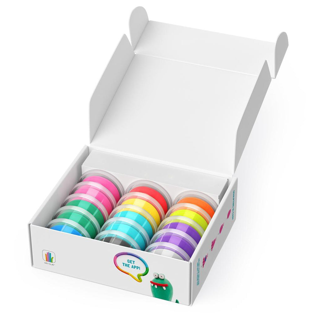 HEY CLAY - Monsters Set-Colourful Modeling Kids-Air Dry Clay Kit 15 cans and Sculpting Tools with Fun Interactive Instructions App, Multicoloured