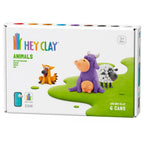 HEY CLAY - DIY Animals: Cow, Doggie, Sheep Plastic Creative Modelling Air-Dry Clay For Kids 6 Cans