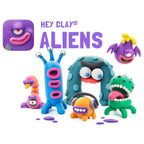 HEY CLAY - Aliens Set-Colourful Modeling Kids-Air Dry Clay Kit 15 cans and Sculpting Tools with Fun Interactive Instructions App, Multicoloured