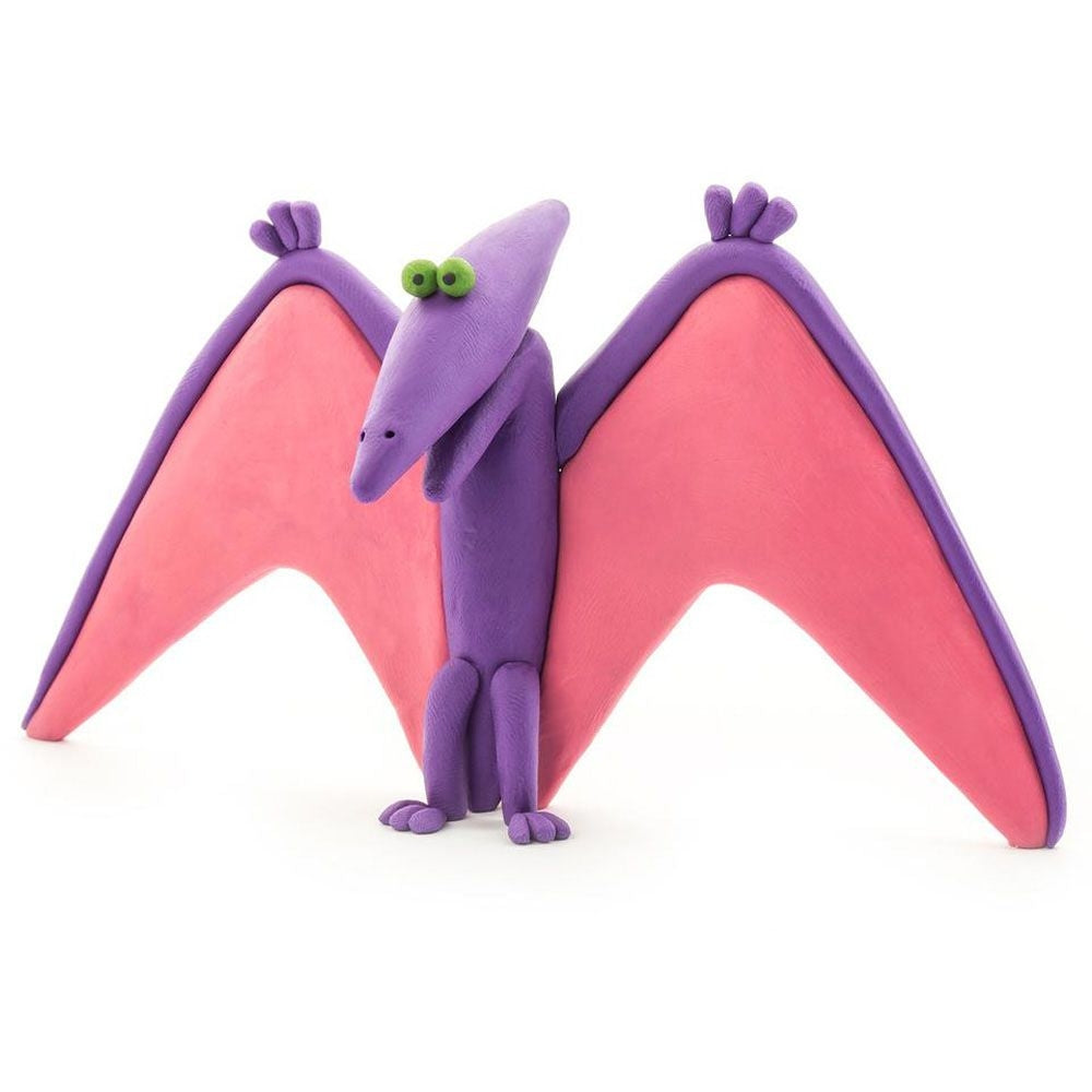 HEY CLAY -DIY Dinos: Pterodactylus, Triceratops, Tyrannosaurus Plastic Creative Modelling Air-Dry Clay For Kids 6 Cans