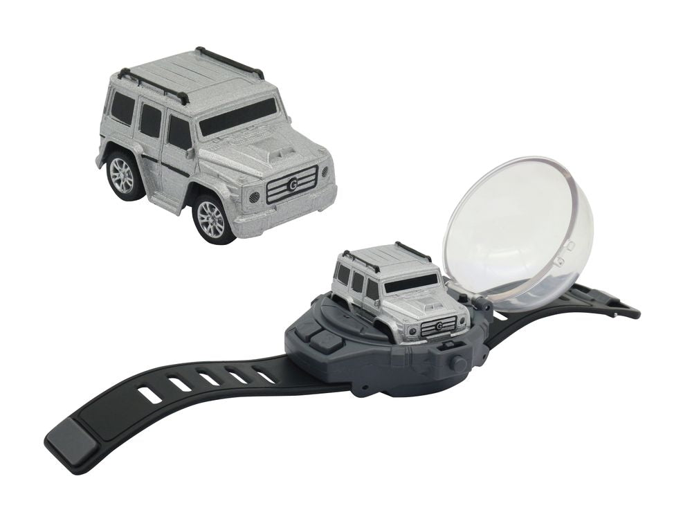 D-power - 1:64 Scale Watch Remote Control Car (Silver)– 2.4GHz Mini RC Car with Wearable Controller | Compact Racing Toy for Kids Ages 3+
