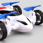 D-Power - Friction-Powered Fly Car with Rotating Propellers - White | Fun, Battery-Free Toy for Kids | Age 3+