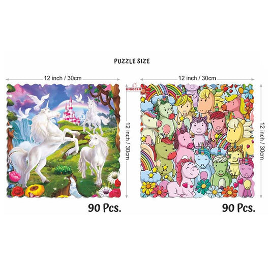 Unik Play - Go Crazy Jigsaw Puzzle | Attractive Cartoon Print Puzzle | 2 Puzzle Trays - Unicorn | Kids and Adults 6+