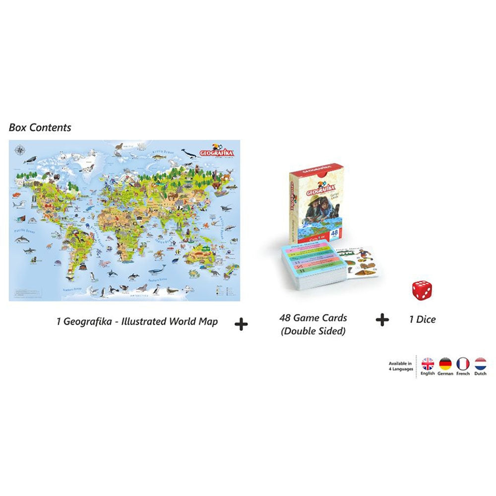Unik Play - Geografika | Educational Game, World Map Board Game, Geography Illustrated Map with Cards | Learning Tools for Boys & Girls