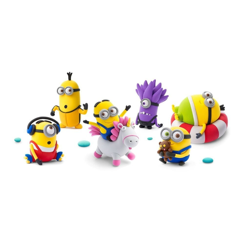 Hey Clay - Minions Dave & Fluffy Colourful modelling air-dry clay, 5 cans with fun interactive app for kids 3 years +