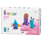 HEY CLAY -DIY  Beasts: Yollo, Violet, Fishka Plastic Creative Modelling Air-Dry Clay For Kids 6 Cans