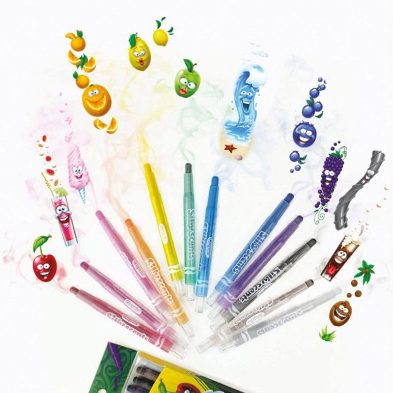 Crayola - Silly Scents Slim Scented Washable Markers | 10 Aromatic Markers for Kids' Artwork - Scribble and Sniff, Drawing Fun | Non-Toxic, Suitable for Ages 3+
