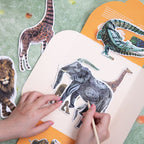 Avenir - Natural Creation Scratch Safari Animals Stickers – Lion, Elephant, Giraffe, Crocodile | Creative Scratch Art Sticker Kit for Kids | Educational Animal Fun