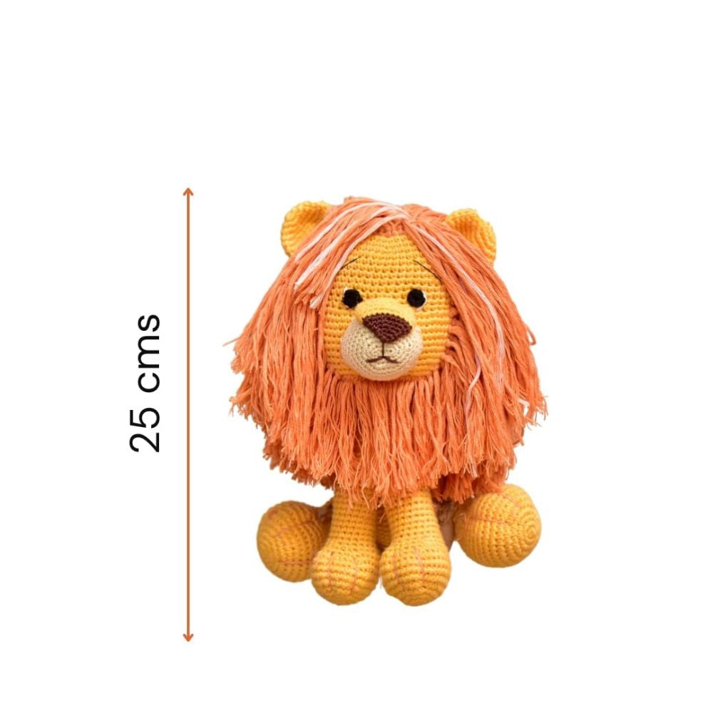 Happy Threads Handmade Crocheted Cute Handmade Asad the Lion (10 inch) – Orange | Crochet Toys | Child Safe | for Babies 6 Months & Above | Dolls for Boys/Girls| For Birthday Gift | Decorative Items for Room