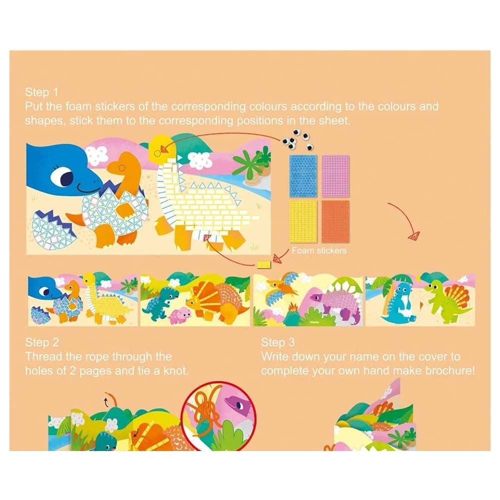 Avenir Create My First Story Book - Dinosaurs | Mosaic Junior Kit: Fun DIY Activity for Kids - Improve Coordination and Perception of Colors | Ideal gift for Kids 3+