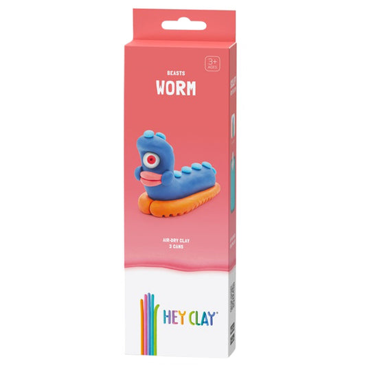 HEY CLAY – DIY Worm Plastic Creative Modelling Air-Dry Clay For Kids 3 Cans