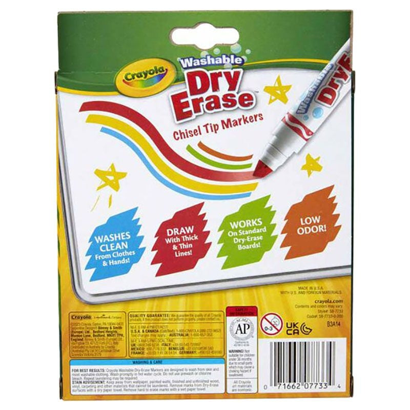10 Ct Wedge Tip Dry-Erase Markers, Washable