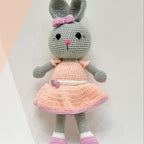 Happy Threads Handmade Crocheted Blossom the Cute Bunny (13 inches) – Multicolour | Crochet Toys | Child Safe | for Babies 6 Months & Above | Dolls for Boys/Girls| For Birthday Gift | Decorative Items for Room