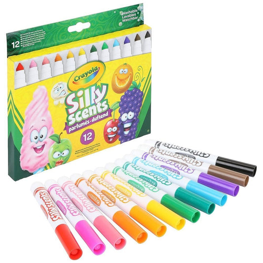 Crayola - Silly Scents Broad Line Scented Markers | 12-Pack with Matching Scents and Colors - Fragrant Art Tools for Kids' Creativity - Washable Ink | Non-Toxic - Ideal for Ages 3+
