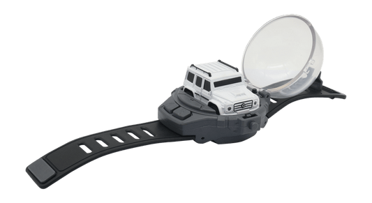 D-power - 1:64 Scale Watch Remote Control Car (White)– 2.4GHz Mini RC Car with Wearable Controller | Compact Racing Toy for Kids Ages 3+