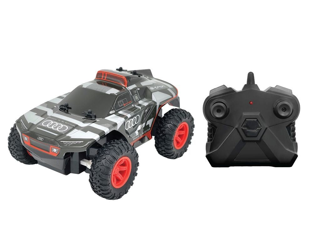 D-power - 1:24 Scale Twin RC Car Set – AUDI RS Q e-tron Dakar Rally & TOYOTA HILUX AXCR | 2.4GHz Remote Control Off-Road Truck Set with Batteries Included | For Kids Ages 6+