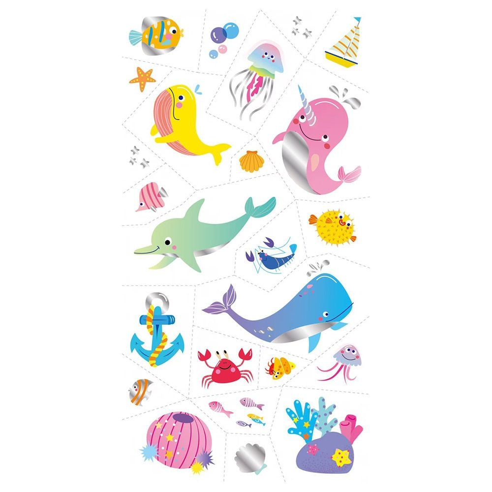 Avenir Tattoo Sticker - Sea Animal | 52pc Set of Temporary Tattoos - High-Quality Water-Based Ink - Safe and Easy to Apply and Remove - Lasts 3-5 Days for Kids 3+