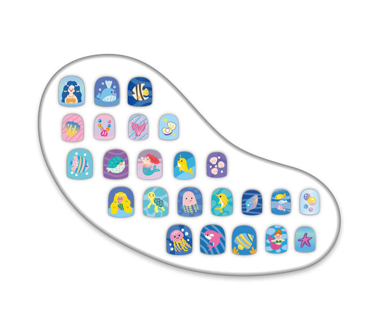 Avenir - Fancy Me Press-On Nails for Kids – Under the Sea | 24 Pre-Glued Artificial Nails with Tweezer | Easy Apply & Remove | Fun Nail Art Kit for Girls & Gift Set