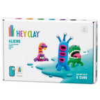 HEY CLAY -DIY  Aliens: Burger, Trio, Scorpio Plastic Creative Modelling Air-Dry Clay For Kids 6 Cans