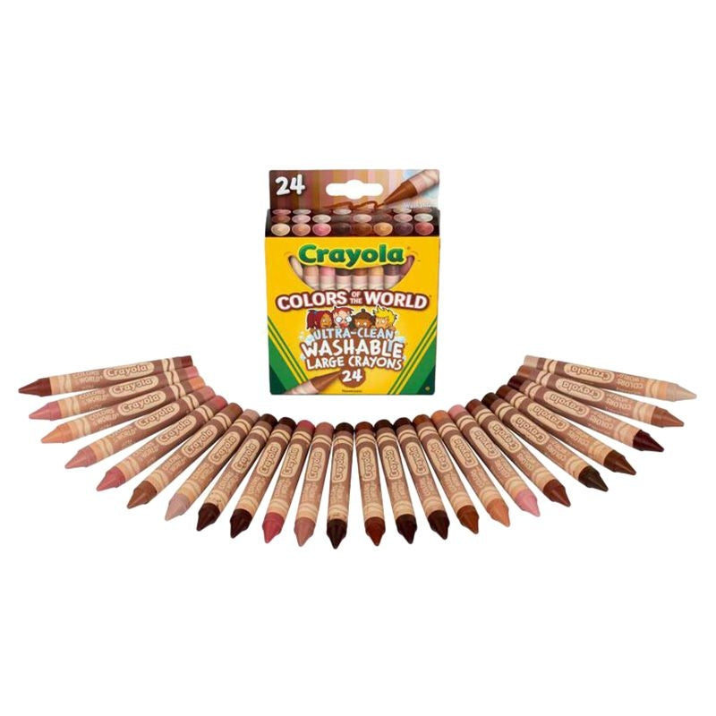 24 Ct Large Ultra-Clean Washable Crayons, Colors of the World