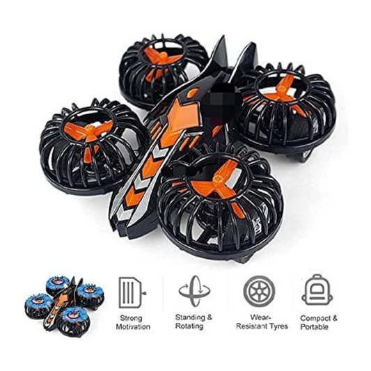D-Power - Friction-Powered Fly Car with Rotating Propellers – Black | Fun, Battery-Free Toy for Kids | Age 3+