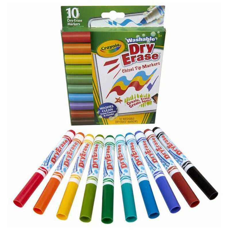 10 Ct Wedge Tip Dry-Erase Markers, Washable