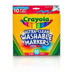 Crayola 10 Count Ultra-Clean Washable Bright, Broad Line, Color Max Markers