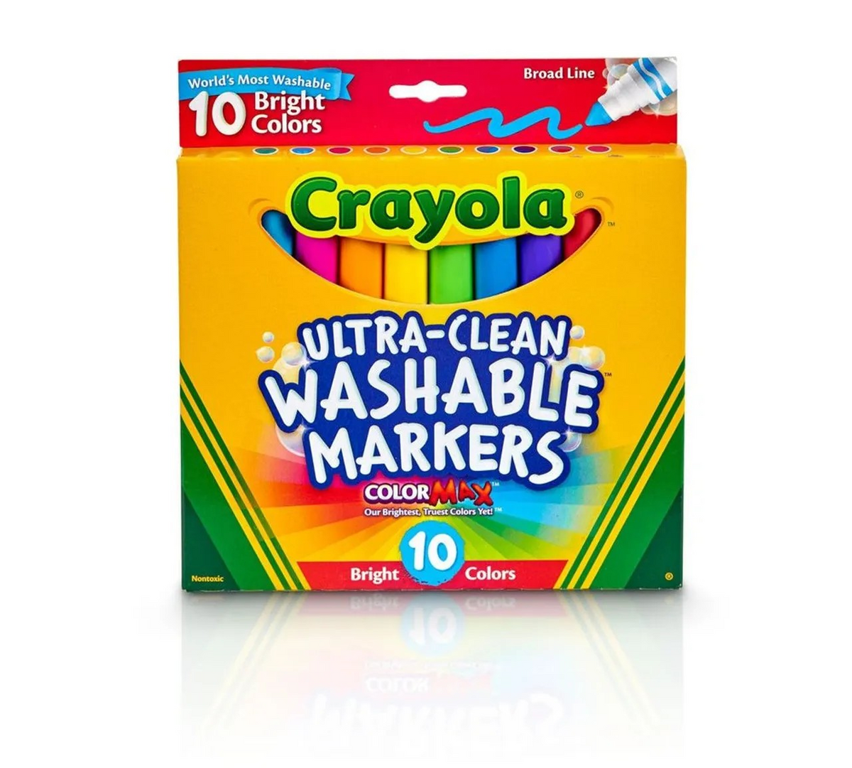 Crayola 10 Count Ultra-Clean Washable Bright, Broad Line, Color Max Markers