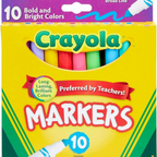 Crayola Markers, Broad Line, 10Count, Bright and Bold Markers