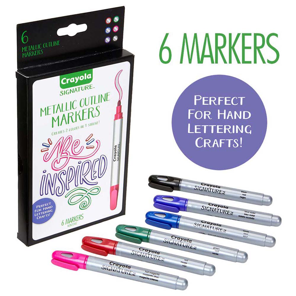 Crayola Signature Metallic Outline Paint Markers, 6 Count