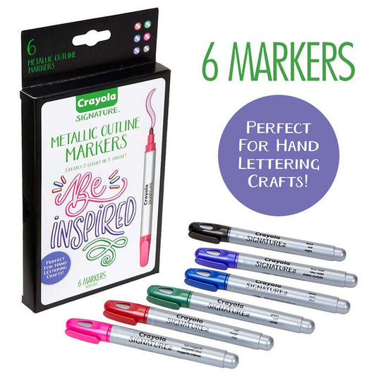 Crayola Signature Metallic Outline Paint Markers, 6 Count