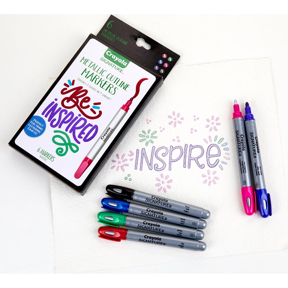Crayola Signature Metallic Outline Paint Markers, 6 Count