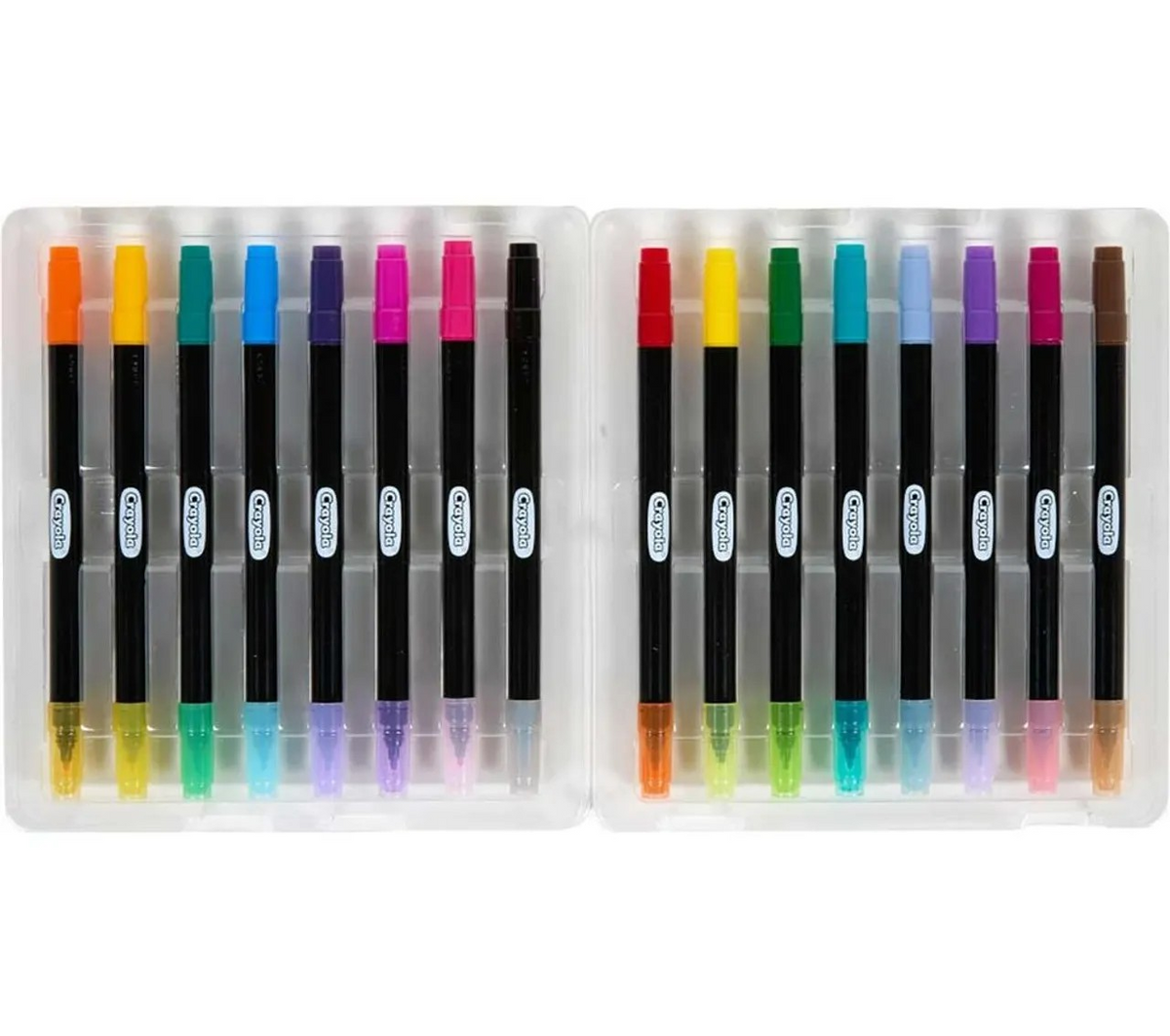 Crayola Brush & Detail Dual-Ended Markers, 16 Count – Blendable Art Markers with Brush and Fine Tips for Drawing, Lettering & Coloring