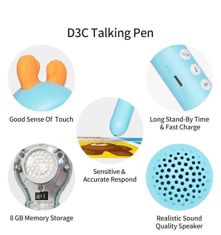 Alilo - Early Educational Talking Pen, D3C | Fun Learning, 45 Nursery Rhymes, 100 Cognitive Cards, Voice Recording, Safe & Eco-friendly | 3+