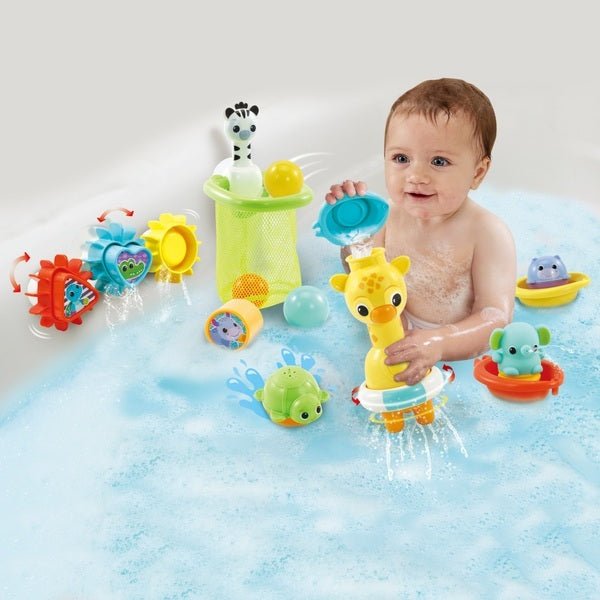 VTech 6-in-1 Bath Set, Bathtub Toy with 10+ Accessories Including Stacking & Linking Boats, Shape Sorter, Colourful Balls, Bath Time Gift for Babies & Infants 0, 6, 12 months +, English version