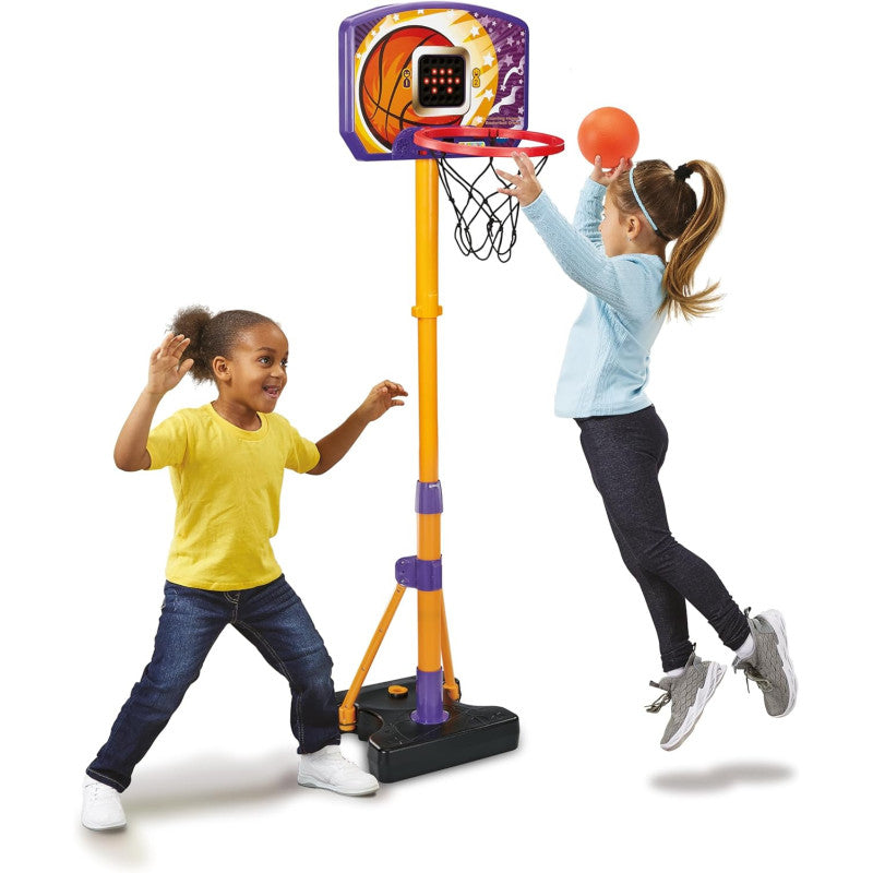 Vtech -Interactive Kids Basketball Hoop with Electronic Scoreboard | Height Adjustable Stand, LED Backboard & 3 Built-In Games | Preschool Basketball Toy for Ages 3–6 Years