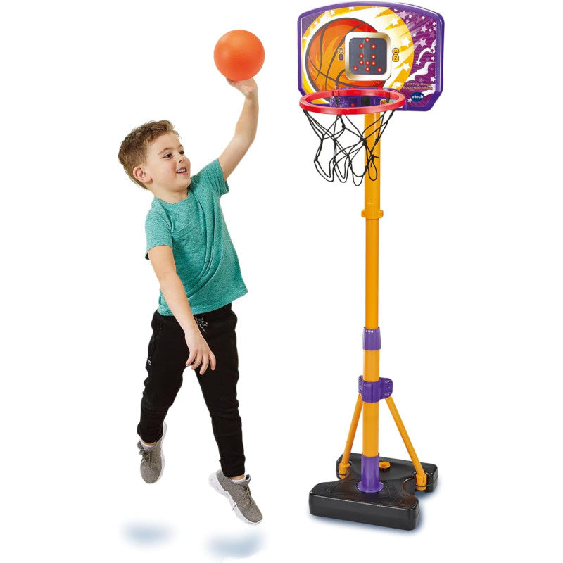Vtech -Interactive Kids Basketball Hoop with Electronic Scoreboard | Height Adjustable Stand, LED Backboard & 3 Built-In Games | Preschool Basketball Toy for Ages 3–6 Years