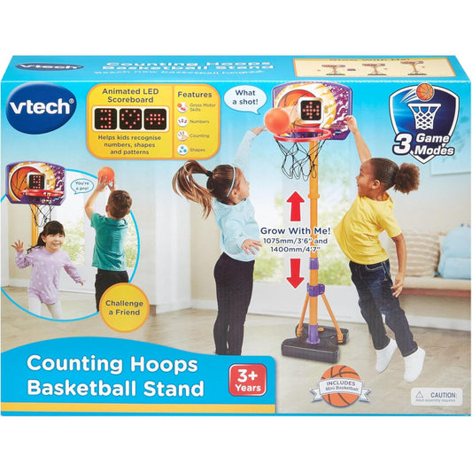 Vtech -Interactive Kids Basketball Hoop with Electronic Scoreboard | Height Adjustable Stand, LED Backboard & 3 Built-In Games | Preschool Basketball Toy for Ages 3–6 Years